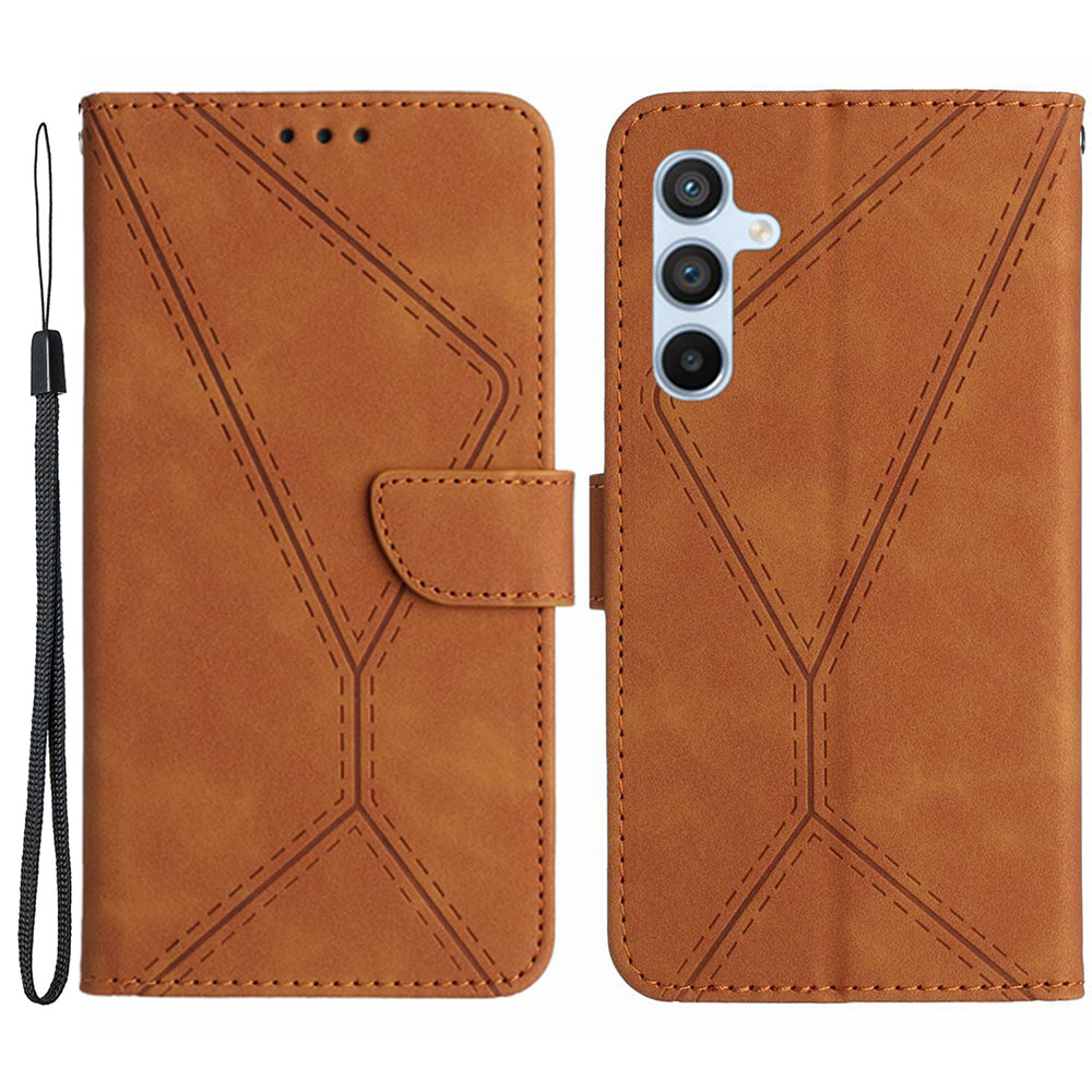 HT05 For Samsung Galaxy S23 FE Phone Case Wallet Imprinted Line Skin-touch PU Leather TPU Phone Stand Cover HT05 For Samsung Galaxy S23 FE Phone Case Wallet Imprinted Line Skin-touch PU Leather TPU Phone Stand Cover